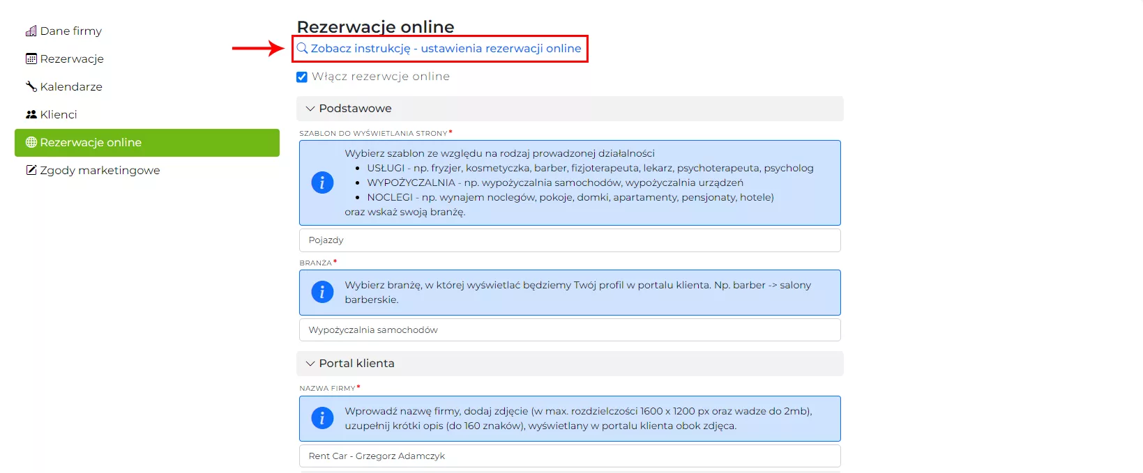 Instrukcja online